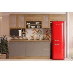 Imagem de Cozinha Completa Botanic 8 Peças (4 Armários + 2 Balcões + 2 Complementos) M665 Nogueira/Fendi - Kappesberg