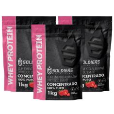 Imagem de Kit: 3kg Whey Protein Concentrado - 100% Importado - Soldiers Nutrition-Unissex