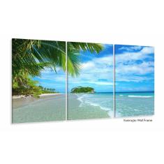 Imagem de Quadros Decorativos Praia Ilha 120x60 3 peças em Tecido