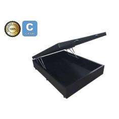Imagem de Cama Box Baú Casal luxo 138 X 188 Com Pistão A Gás Corino Preto
