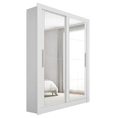Imagem de Guarda Roupa Solteiro 2 Portas Com Espelhos Branco Glass