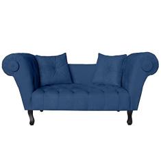 Imagem de Recamier Divã Namoradeira Dubai Capitonê Suede Azul Marinho - DS Estofados