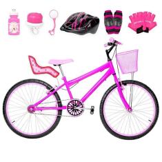 Imagem de Bicicleta Infantil Aro 24 Alumínio Kit Premium Pink E Rosa