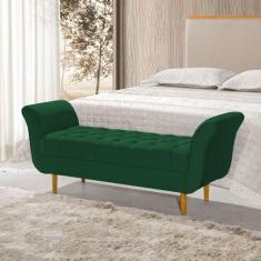 Imagem de Recamier Pés Palito em Madeira Marajó 1,83m Capitonê Veludo Verde - VI
