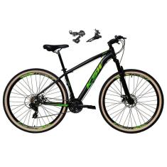 Imagem de  Bicicleta Aro 29 Ksw Xlt Alumínio 24v Câmbios Shimano Garfo Suspensão Pneu com Faixa Bege - Preto\Verde