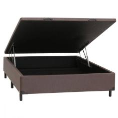 Imagem de Base Cama Box Casal Bau 138x188x30 Linho Marrom Dancar