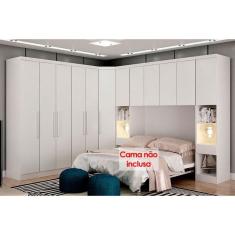 Imagem de Quarto Casal Completo Rizon/Linea 7 Peças ( 1 Aéreo + 3 Guarda Roupas + 1 Closet Obliquo + 2 Complementos) QCM106 Branco - Novo Horizonte