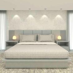 Imagem de Cama King Cabeceira 2 Mesas c/ gaveta e nicho MDF Sob Medida - Casa La