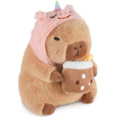 Imagem de Brinquedo de pelúcia CHDBLOCK Unicorn Capybara com xícara de chá Bubble 28cm