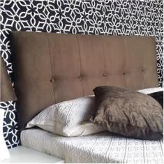 Imagem de Cabeceira Cama Box King Veneza Suede Liso Botões Almofadado 195 X 60 Cm Rbl