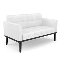 Imagem de Sofá Namoradeira 2 Lugares Base De Madeira Preto Elisa Corano D03 - D'rossi Cor Branco