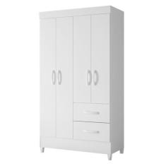 Imagem de Guarda Roupa Mobi 4 Portas Biflex ( Branco Fosco Liso / Rosa Matte) -