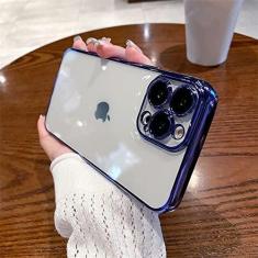 Imagem de Capa de telefone macia para iPhone 11 12 13 14 Pro Max XS X XR 7 8 Plus Mini SE 2020 2022 Capa transparente de silicone, azul, para iPhone 14Plus