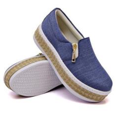 Imagem de Tênis Slip On Feminino Ziper e Sola Borracha Robusta com Detalhe em Sisal-Feminino