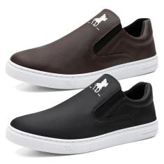 Imagem de Kit 2 Pares Tênis Slip On Masculino com Elástico e Sola Borracha Costurada-Masculino