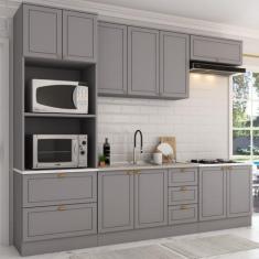 Imagem de Cozinha Completa Atlanta 10 Portas 5 Gavetas 100% Mdf Americana Cinza