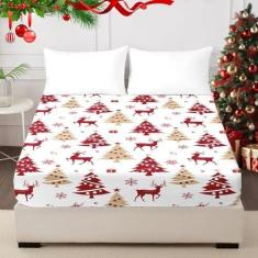 Imagem de HCORA Apenas lençol de elástico Christmas Queen – Lençol com elástico alto de rena de microfibra premium 1800 de até 40,6 cm – Lençol de baixo ultramacio resistente a encolhimento e desbotamento
