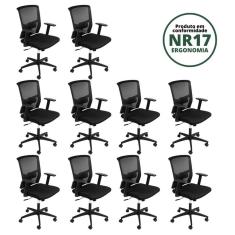 Imagem de Kit 10 Cadeiras para Escritório Diretor com NR17 Tóquio 3329 OR Design Preto