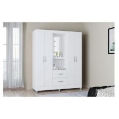 Imagem de Guarda Roupa Solteiro Ambiente Cordoba 4 Portas Branco Brilho - Poquem