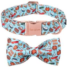 Imagem de Unique Style Paws Coleira para cães de algodão de peru com laço de dia de ação de graças para cães pequenos, médios e grandes 2023