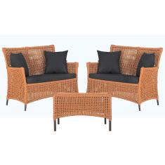 Imagem de 2 Sofá Área e Mesa Igapó Alumínio Pintura Marrom Corda Náutica Estofado Impermeável Almofada 11 Trama