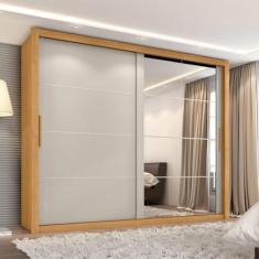 Imagem de Guarda-roupa Casal 8 Espelhos 2 Portas de Correr Essencial Cinamomo/Areia