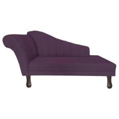 Imagem de Recamier Divã Para Sala Cecilia Pés Retro Tabaco 1.60cm Veludo Roxo -
