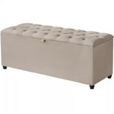 Imagem de Recamier Calçadeira Com Baú Estofado Mannu Bege 80 cm - JBS TAPEÇARIA
