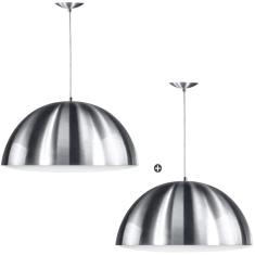 Imagem de Kit 2 Lustres Pendente Meia Lua 40Cm Alumínio New Escovado