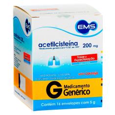 Imagem de Acetilcisteína 200mg Granulado Sabor Laranja 16 envelopes EMS Genérico 16 Envelopes de 5g cada