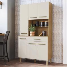 Imagem de Cozinha Compacta 6 Portas 1 Gaveta Juliana Móveis Cadorin Freijó/Areia