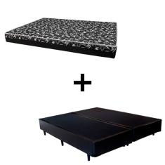 Imagem de Cama Box King 193 Tecido Sintético Preto Com Colchão Hamburgo Bello Box - 100% Espuma - D28 Preto 54x193x203