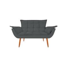 Imagem de Namoradeira Opala Decorativa 2 Lugares Suede Cinza Grafite - Maitê Mod
