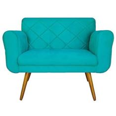 Imagem de Namoradeira Decorativa Estofada Para Sala Estar Isabella Suede Azul Turquesa - LM DECOR