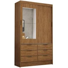 Imagem de Guarda Roupa Sevilha Solteiro com Espelho 2 Portas 6 Gavetas Carioca Cor Cinamomo