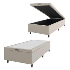 Imagem de Base Cama Box Baú Solteiro 79x198x41cm Bege Suede Veludo Prince Bege