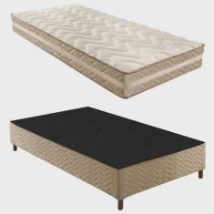 Imagem de Box Solteiro Júlia 42x88x188cm com Colchão Solteiro Quality D33 Duoface 26x88x188cm Rustico Bege