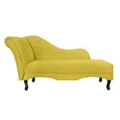 Imagem de Recamier Decorativo Divã Olivia Couro Amarelo Pés Madeira Ms Decor - N