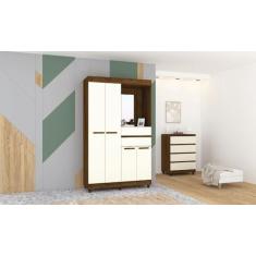 Imagem de Guarda Roupa Vitória 4 Portas Vila Rica - Imbuia/Champanhe