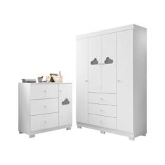 Imagem de Quarto Infantil Bebê Ane Cômoda E Guarda Roupa Branco - Phoenix Baby
