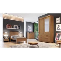 Imagem de Guarda Roupa Solteiro com Espelho 2 Portas 6 Gavetas - Capri-Cumaru - Móveis Novo Horizonte