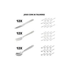 Imagem de Conjunto 36 Talheres Garfo Colher Faca Inox Luxo