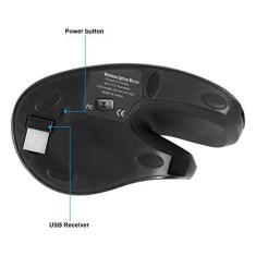 Imagem de rato,Mouse vecal sem fio 2.4G ergonômico mouse vecal para jogos de escritório 3 níveis DPI preto