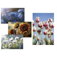 Imagem de Kit 4 Quebra-Cabeças Atividades Mente As Flores 60 Peças