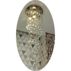 Imagem de Lustre De Cristal Para Sala Espiral, Base De Inox Espelhado De 30Cm De Diâmetros Com 01 Metro De