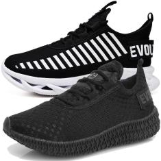 Imagem de Tênis Masculino Academia Running Confortável Kit 2 Pares-Masculino