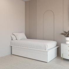 Imagem de Cama Box Solteiro Adulto com 2 Gavetas Deva Yescasa Branco