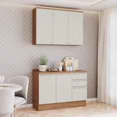 Imagem de Cozinha Compacta 2 Peças com Tampo Yasmin Espresso Móveis Marrom/Areia