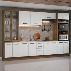 Imagem de Armário De Cozinha Completa 340cm Rustic/branco Agata Madesa 01 Rustic/branco