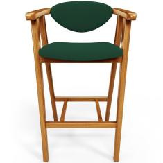 Imagem de Banqueta Alta Para Cozinha Bancada Bar Sala De Jantar Fixa Cecília L02 Suede Verde Musgo